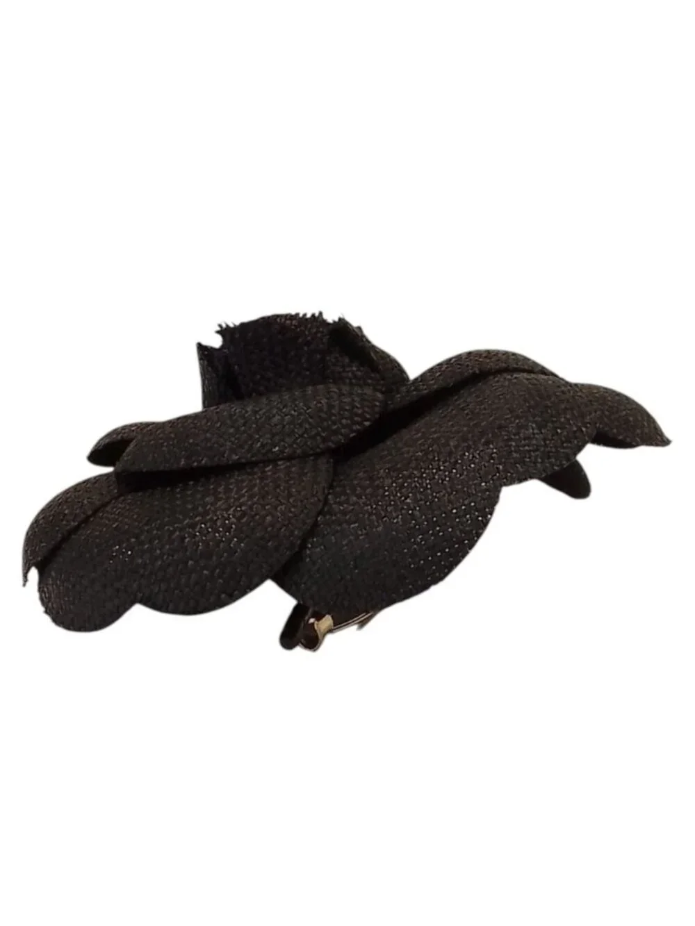 Chanel Canvas Camellia Corsage Pin Brooch Black